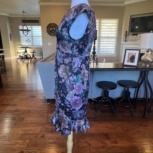 Jessica Simpson Floral Sheath Dress Women's Size Small Fitted Asymmetrical Hem - Picture 5 of 13